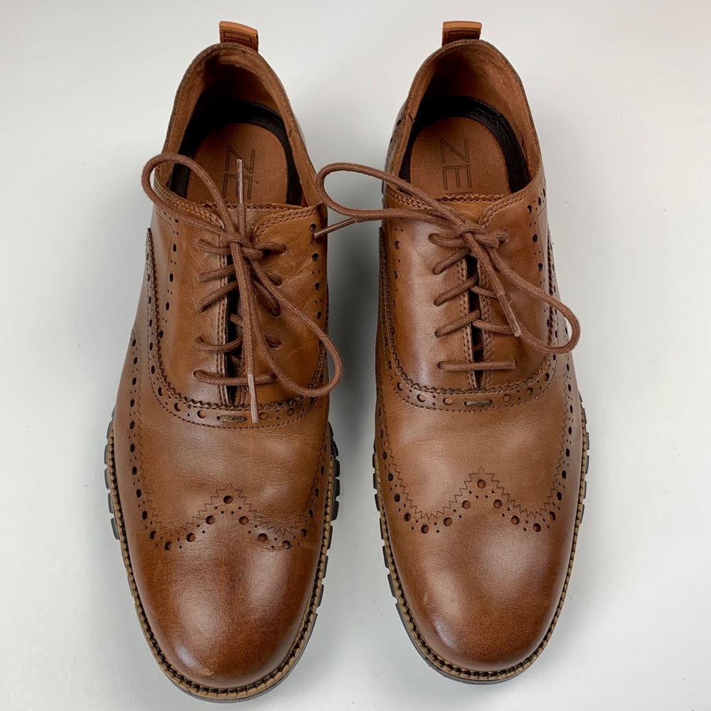 Cole Haan Tan ZEROGRAND Wingtip Oxford 13M